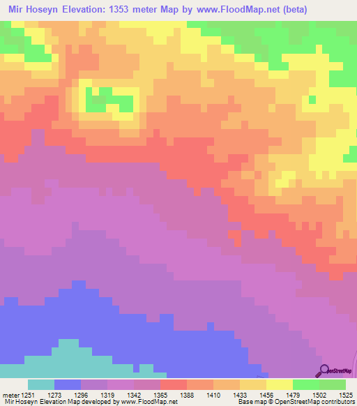 Mir Hoseyn,Iran Elevation Map