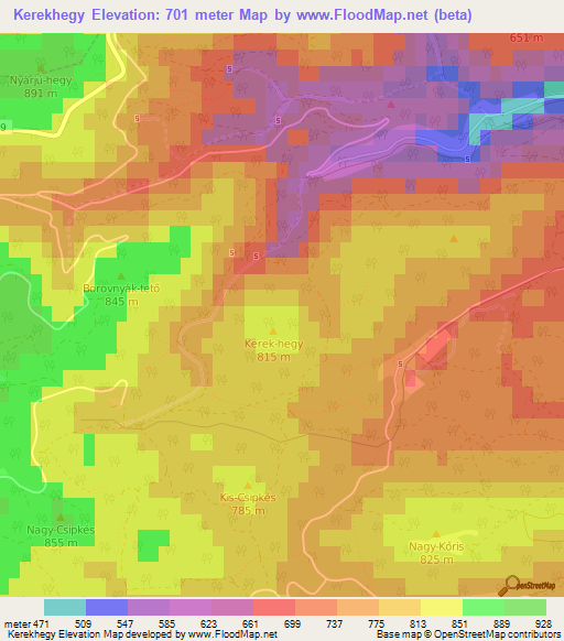 Kerekhegy,Hungary Elevation Map