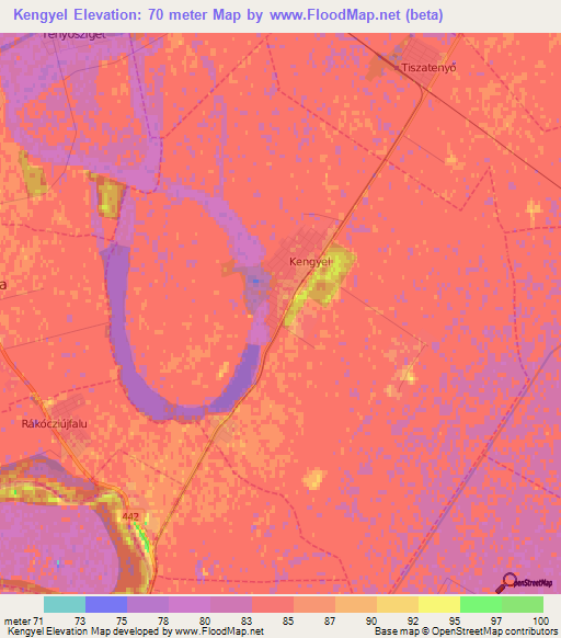 Kengyel,Hungary Elevation Map