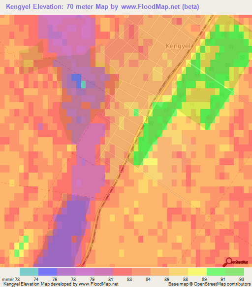 Kengyel,Hungary Elevation Map