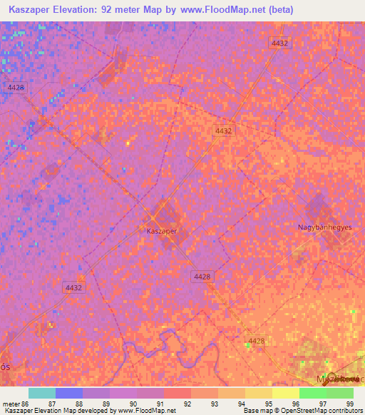 Kaszaper,Hungary Elevation Map