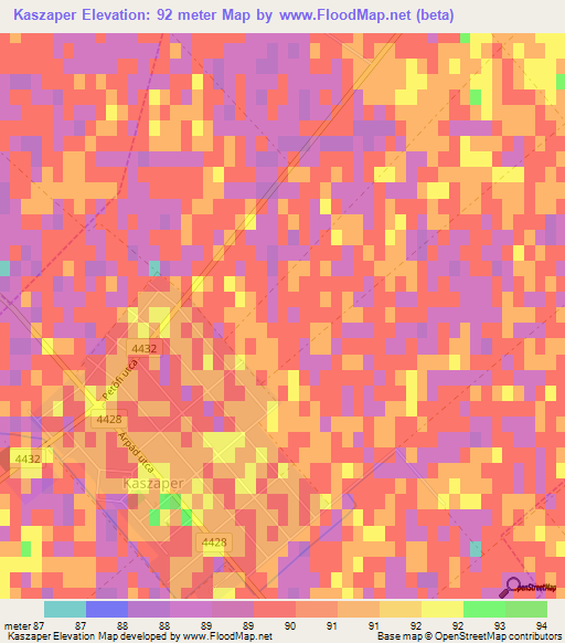 Kaszaper,Hungary Elevation Map