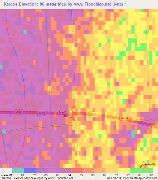 Kardos,Hungary Elevation Map