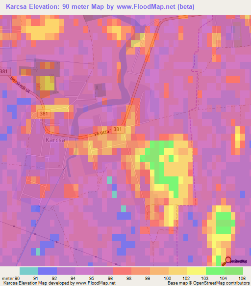 Karcsa,Hungary Elevation Map