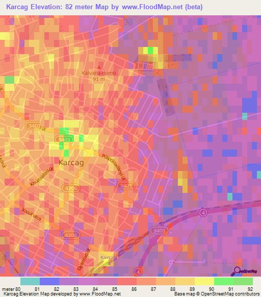 Karcag,Hungary Elevation Map