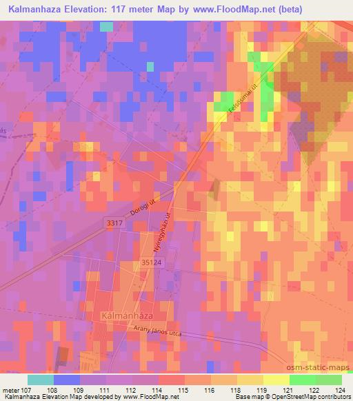 Kalmanhaza,Hungary Elevation Map