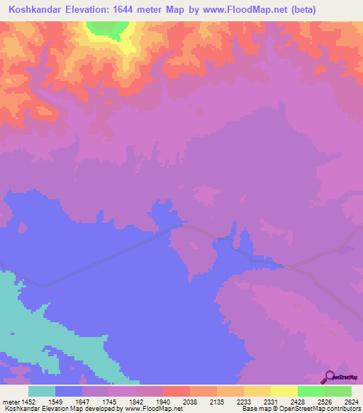 Koshkandar,Iran Elevation Map