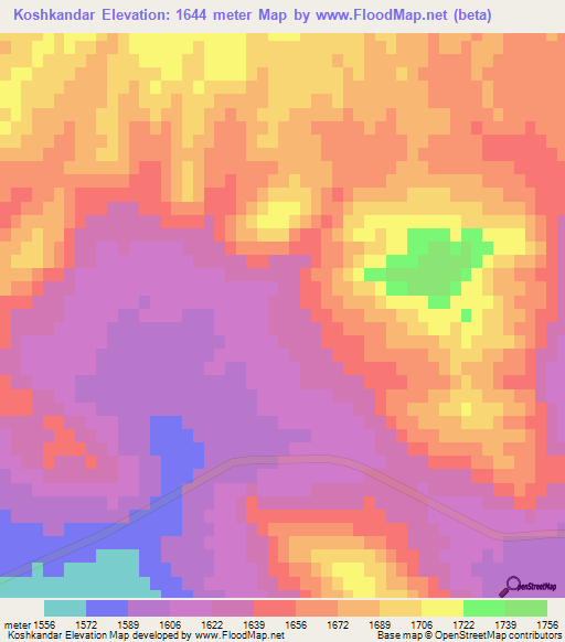 Koshkandar,Iran Elevation Map