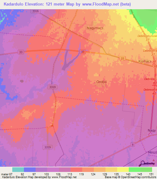 Kadardulo,Hungary Elevation Map