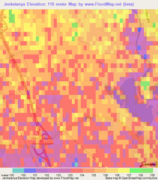 Jenketanya,Hungary Elevation Map