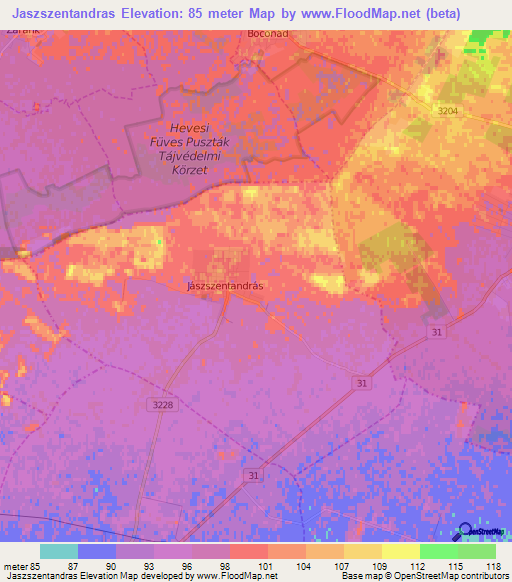 Jaszszentandras,Hungary Elevation Map