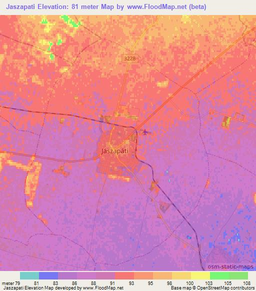 Jaszapati,Hungary Elevation Map
