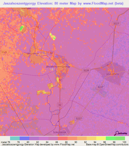 Jaszalsoszentgyorgy,Hungary Elevation Map