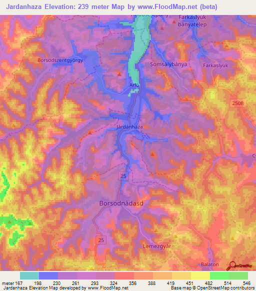 Jardanhaza,Hungary Elevation Map