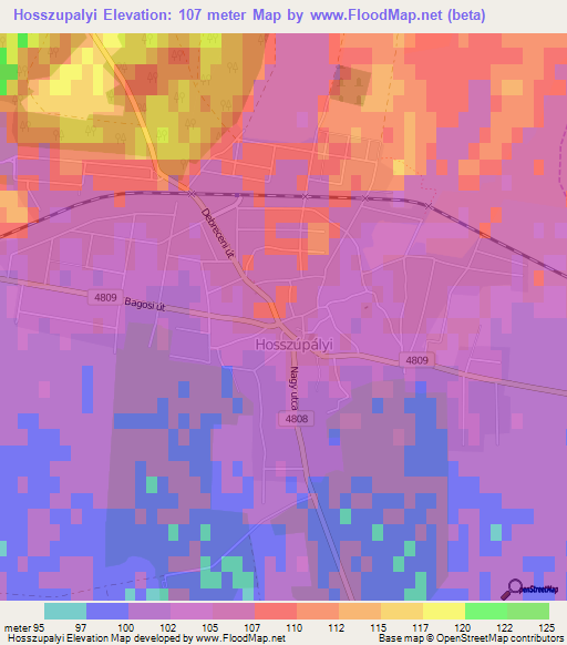 Hosszupalyi,Hungary Elevation Map