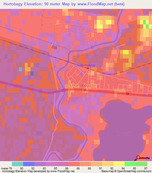 Hortobagy,Hungary Elevation Map