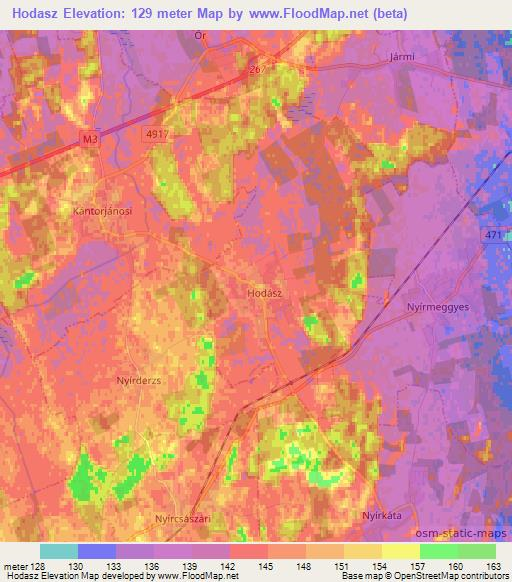 Hodasz,Hungary Elevation Map