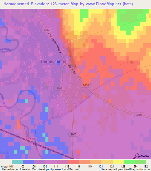 Hernadnemeti,Hungary Elevation Map