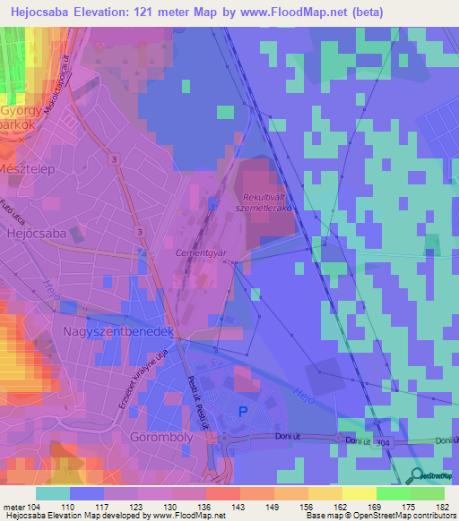 Hejocsaba,Hungary Elevation Map