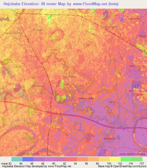 Hejobaba,Hungary Elevation Map