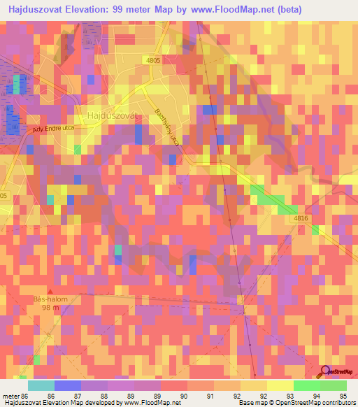 Hajduszovat,Hungary Elevation Map