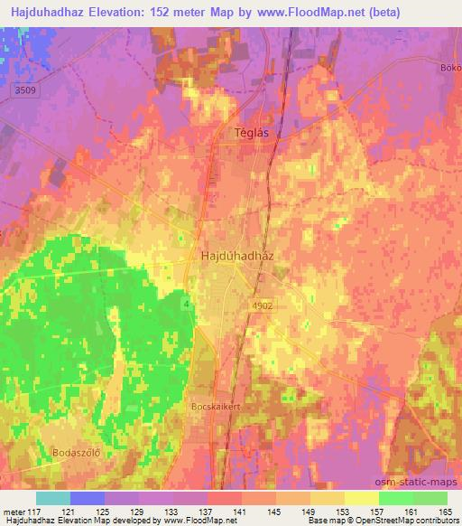 Hajduhadhaz,Hungary Elevation Map