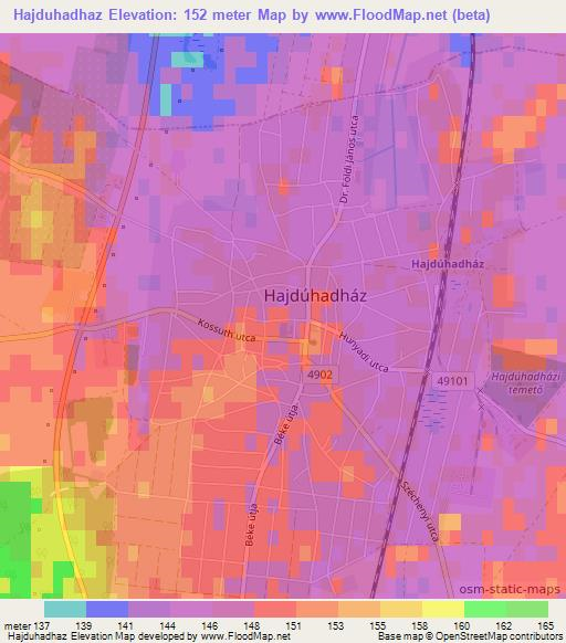 Hajduhadhaz,Hungary Elevation Map