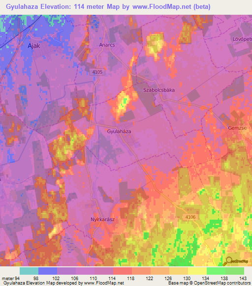 Gyulahaza,Hungary Elevation Map