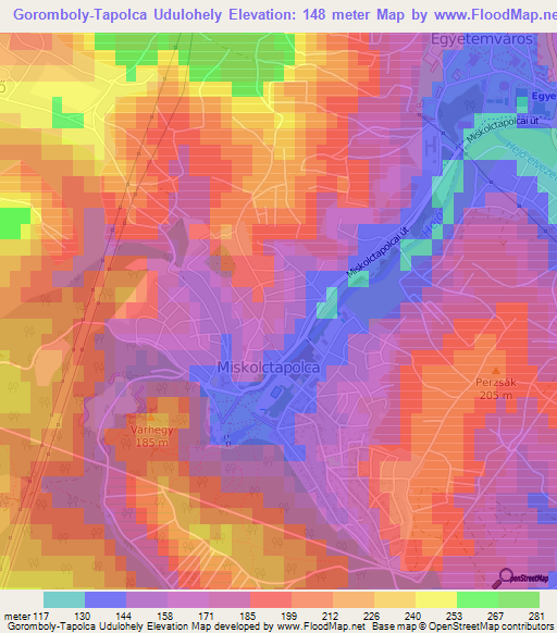 Goromboly-Tapolca Udulohely,Hungary Elevation Map