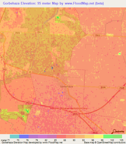 Gorbehaza,Hungary Elevation Map