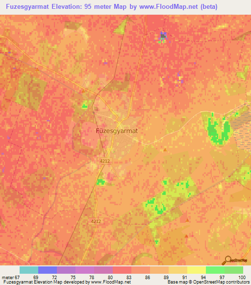 Fuzesgyarmat,Hungary Elevation Map