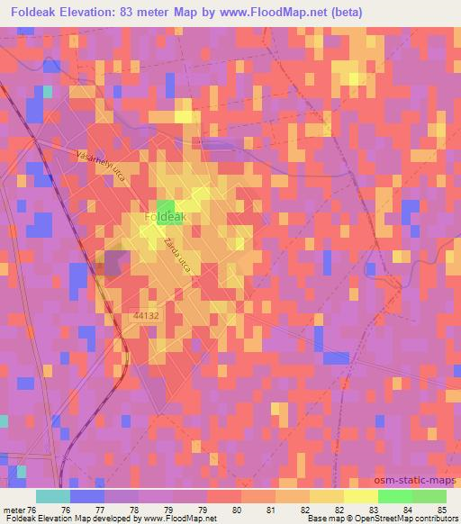 Foldeak,Hungary Elevation Map