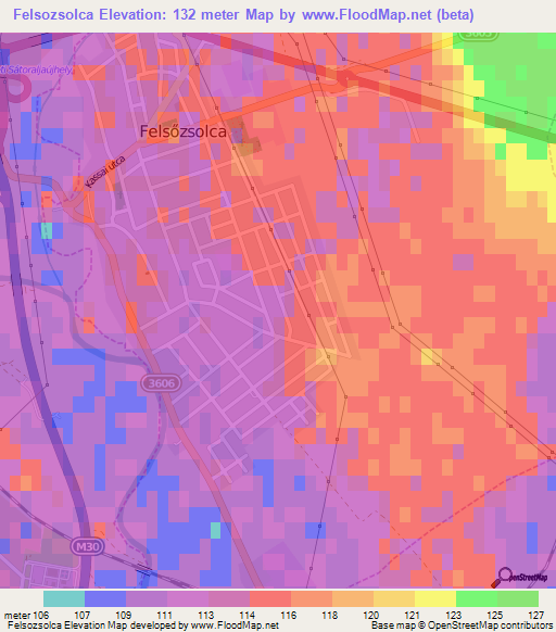 Felsozsolca,Hungary Elevation Map