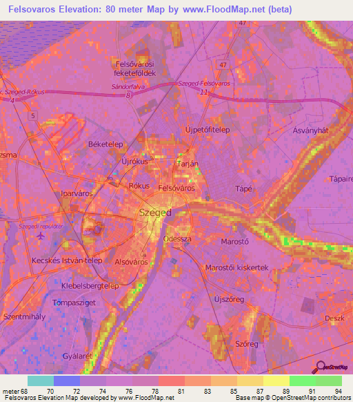 Felsovaros,Hungary Elevation Map