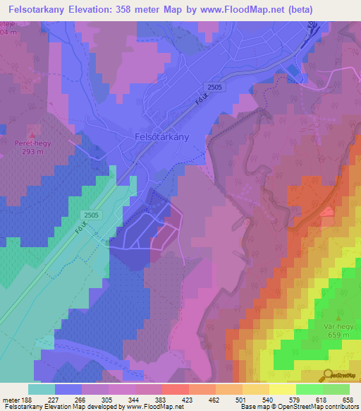 Felsotarkany,Hungary Elevation Map