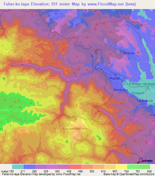 Feher-ko-lapa,Hungary Elevation Map