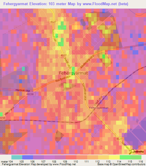 Fehergyarmat,Hungary Elevation Map