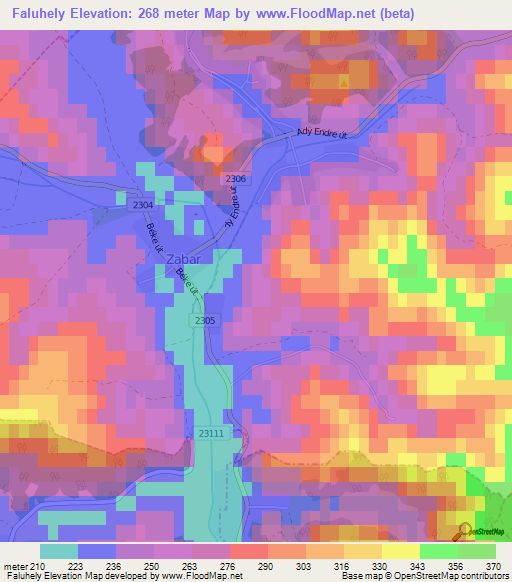 Faluhely,Hungary Elevation Map