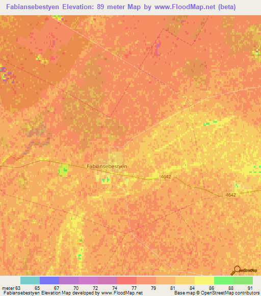 Fabiansebestyen,Hungary Elevation Map