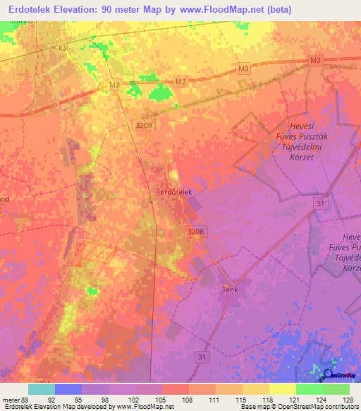 Erdotelek,Hungary Elevation Map