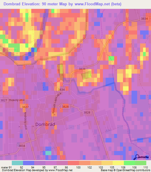 Dombrad,Hungary Elevation Map