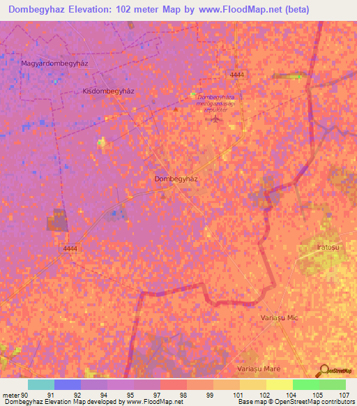 Dombegyhaz,Hungary Elevation Map