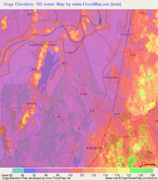 Doge,Hungary Elevation Map