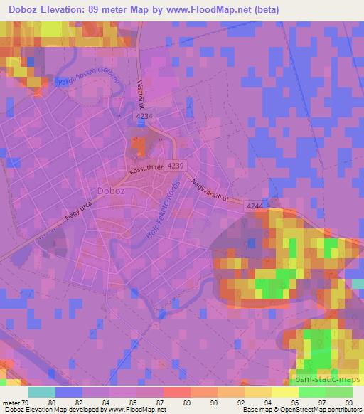 Doboz,Hungary Elevation Map
