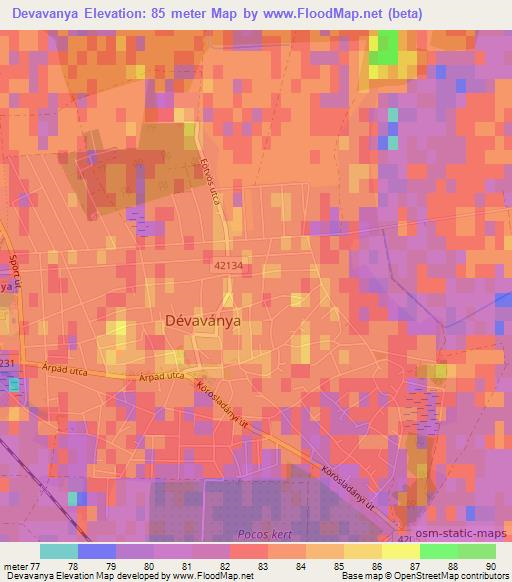Devavanya,Hungary Elevation Map