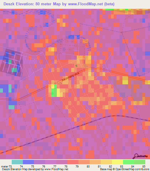 Deszk,Hungary Elevation Map