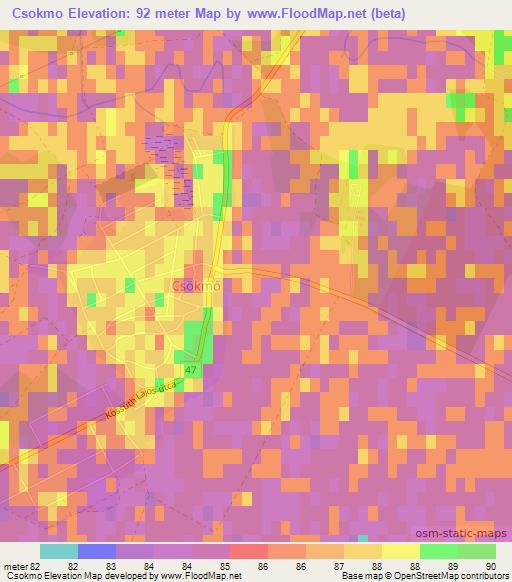 Csokmo,Hungary Elevation Map