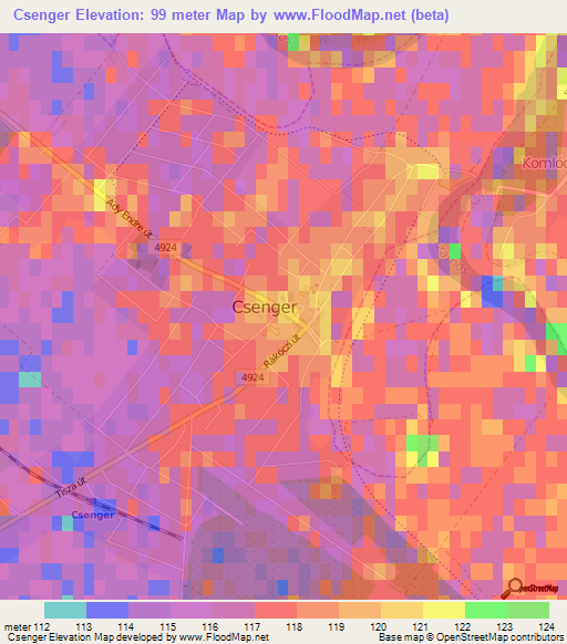 Csenger,Hungary Elevation Map