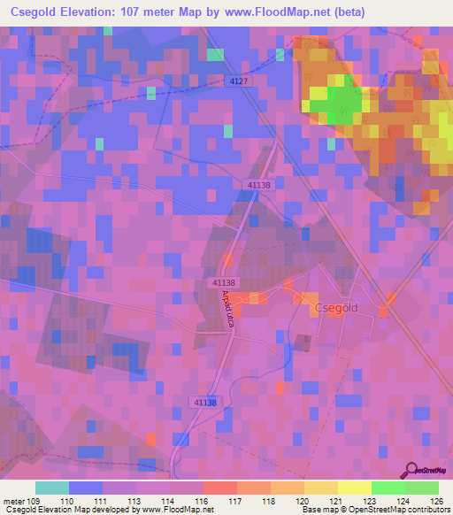 Csegold,Hungary Elevation Map