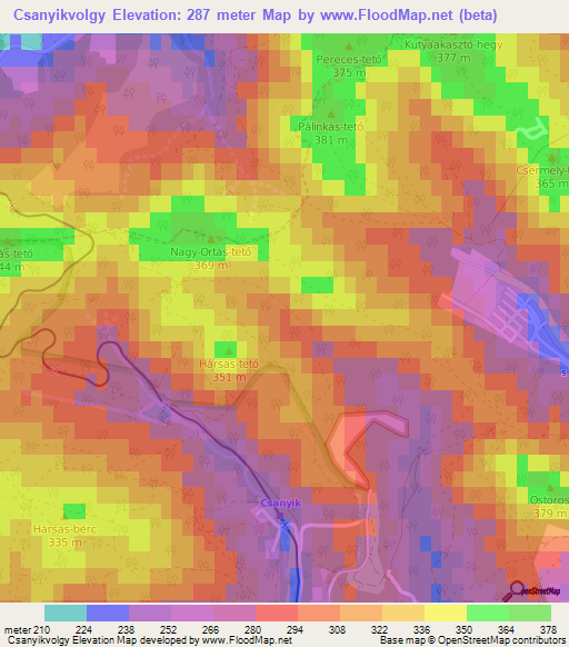 Csanyikvolgy,Hungary Elevation Map